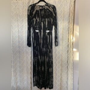 Elegant Black and Gray Tie-Dye Maxi Dress by “hello nite”